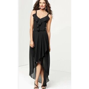 Vtg Cache Maxi Dress Gown Small Black Fairy Whimsigoth Y2K Hi Low Sundress Goth